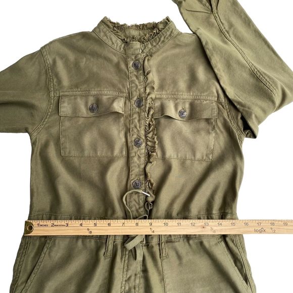 Hudson Jeans Utility Jumpsuit S Olive Green Long Sleeve Lyocell Linen Drawstring - Picture 8 of 10